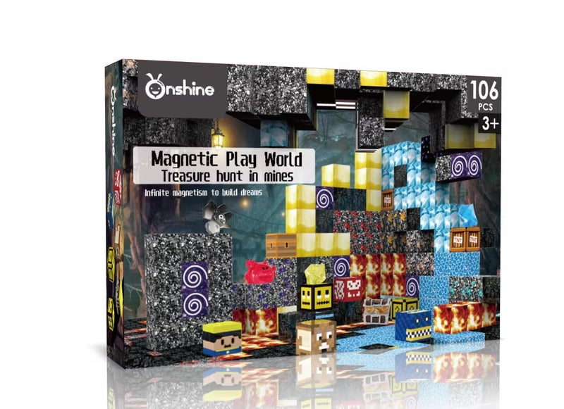 Knick Knack Magnetic Play World Building Blocks - Treasure Hunt Set with 106 Pieces for Kids Ages 3+ - Image 1